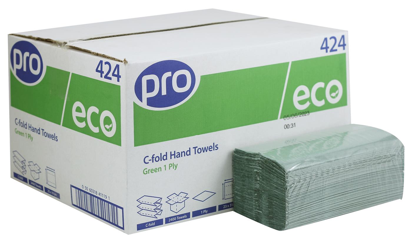 PRO C-Fold 1 Ply Recycled Paper Towels Great value blue or green towels in cases of either 2400 or 2880 towels