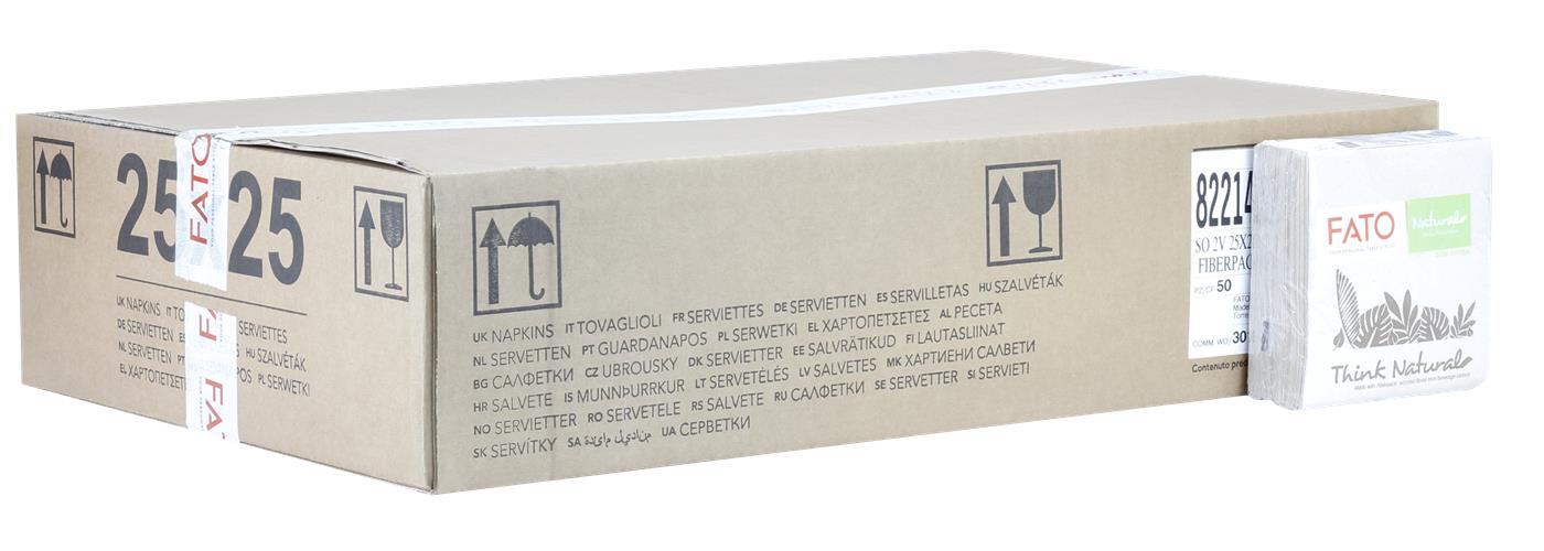 EcoNatural Cocktail Napkin 25 x 25cm Recycled & Unbleached (38 packs of 50)