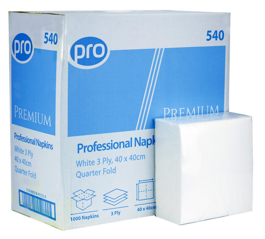 40cm 3 ply White Napkins 1 x 1000