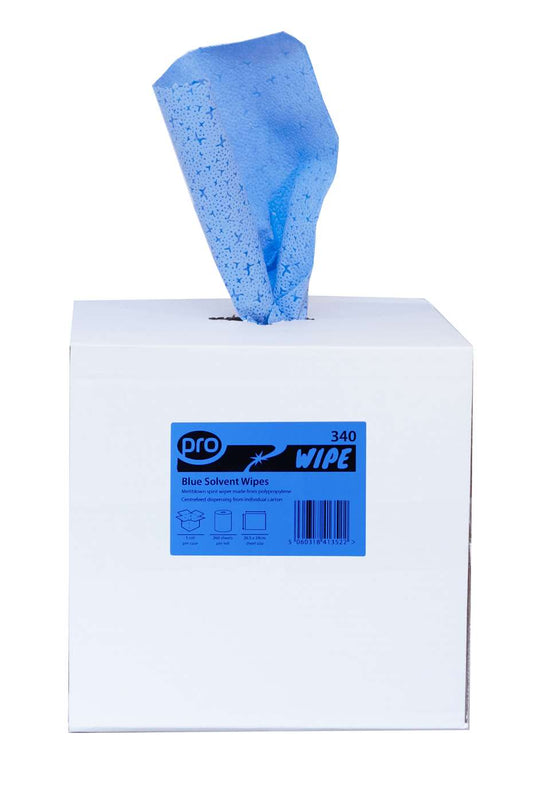 Blue Solvent Wipe Meltblown Wiper 26cm x 62m, 260 sheet on a roll