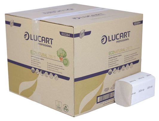 EcoNatural L-ONE Dispenser Napkin 2 Ply Unbleached Recycled paper napkins 16.4 x 21cm (6000 Units)