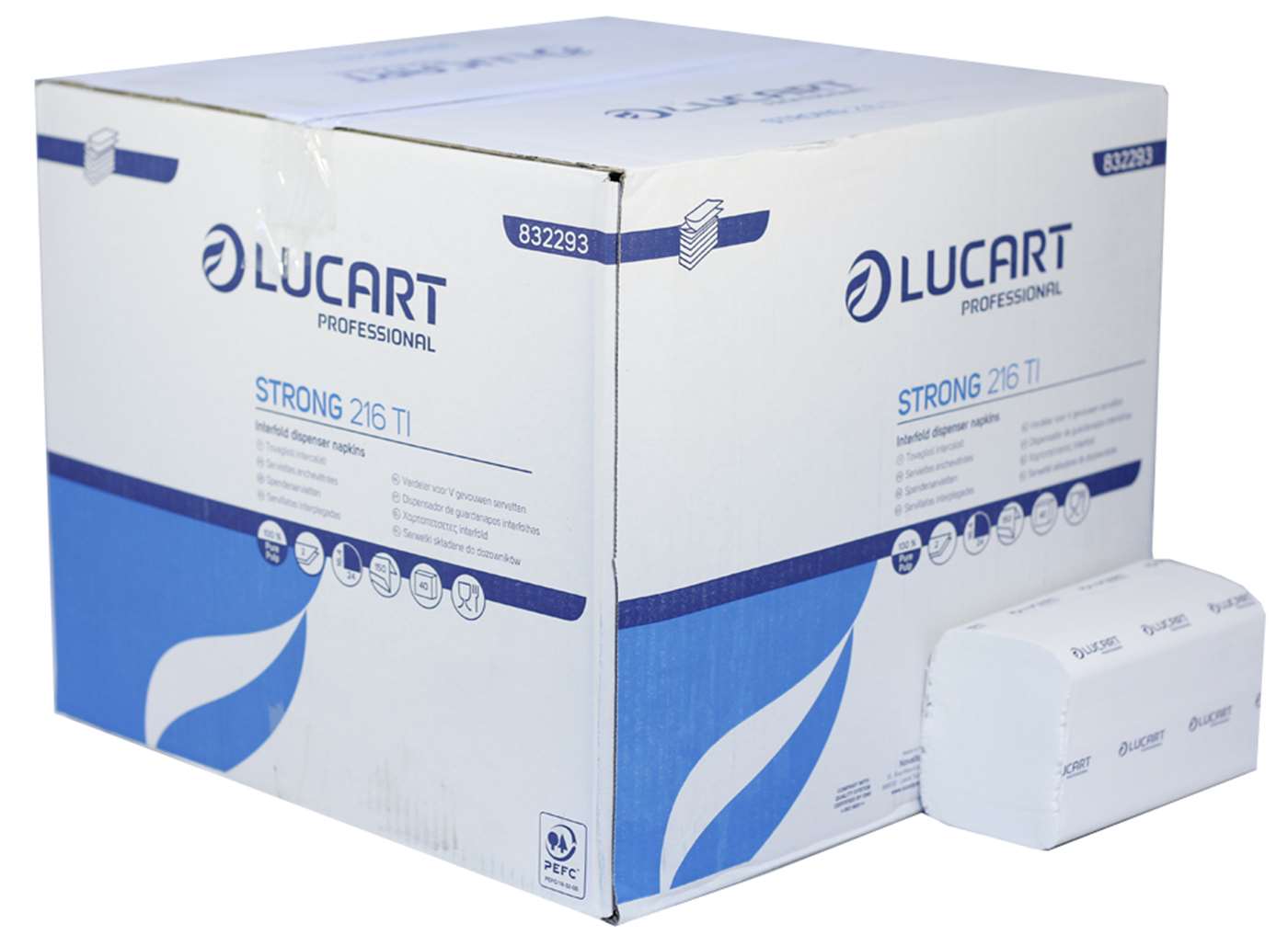 Lucart L-ONE Strong Dispenser Napkin 2 Ply White Pure pulp 16.4 x 24cm napkins (6000 Units)