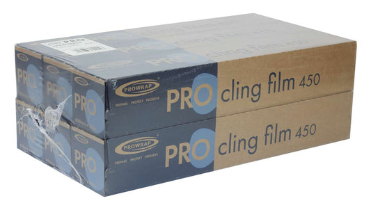 Clingfilm Cutterbox 45cm x 300m PVC clingfilm 450mm width (1 pack of 6)