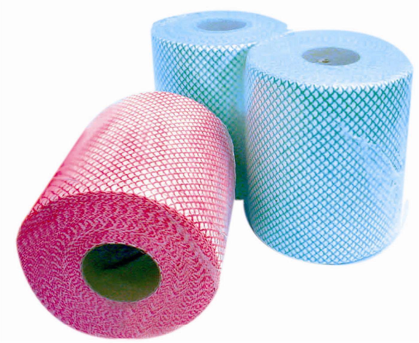 Red Multicloth Rolls 24cm x 125m Lightweight multipurpose non-woven cleaning cloths on a roll