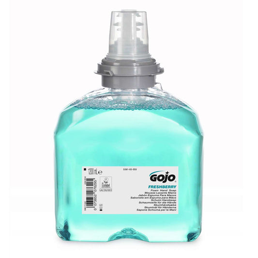 GOJO TFX Freshberry Foam Hand Soap 1200ml foam hand wash refills, with a pleasant fragrance