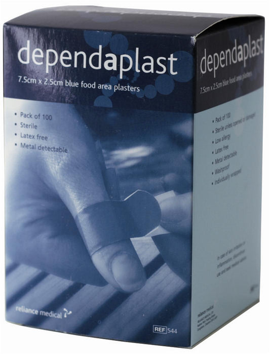 Dependaplast Blue Plasters 2.5cm x 7.5cm £4.59 Units: 1 pack of 100