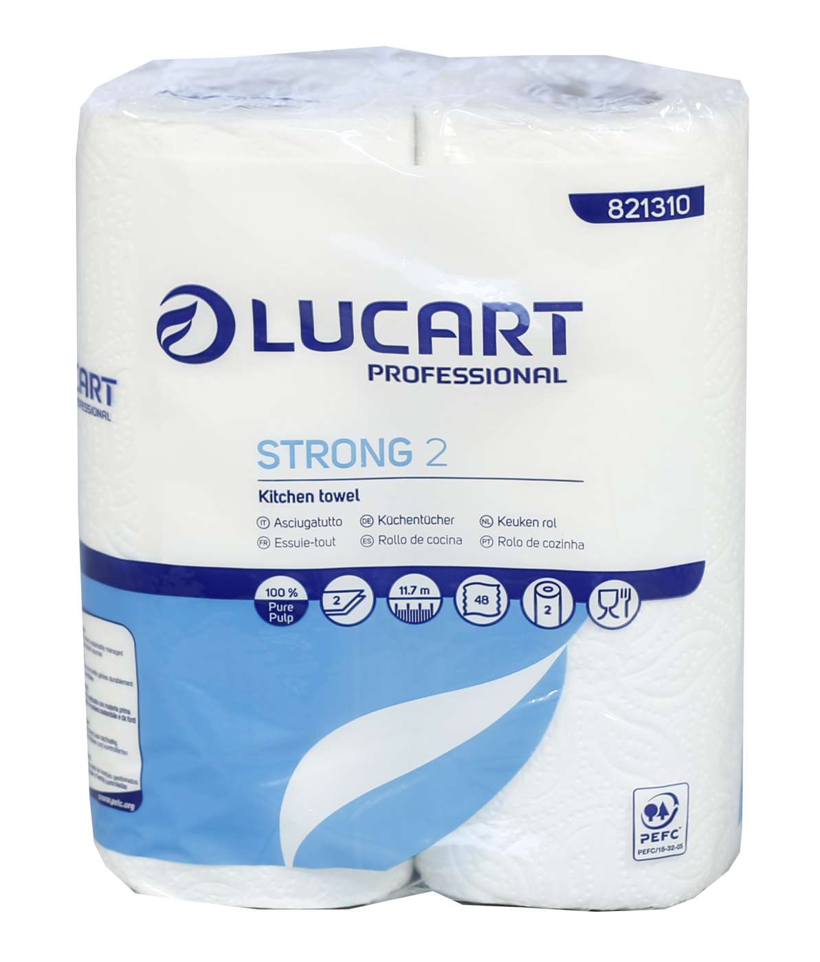 Lucart Strong White Kitchen Rolls Pure pulp 2 ply quality paper for great asorbency