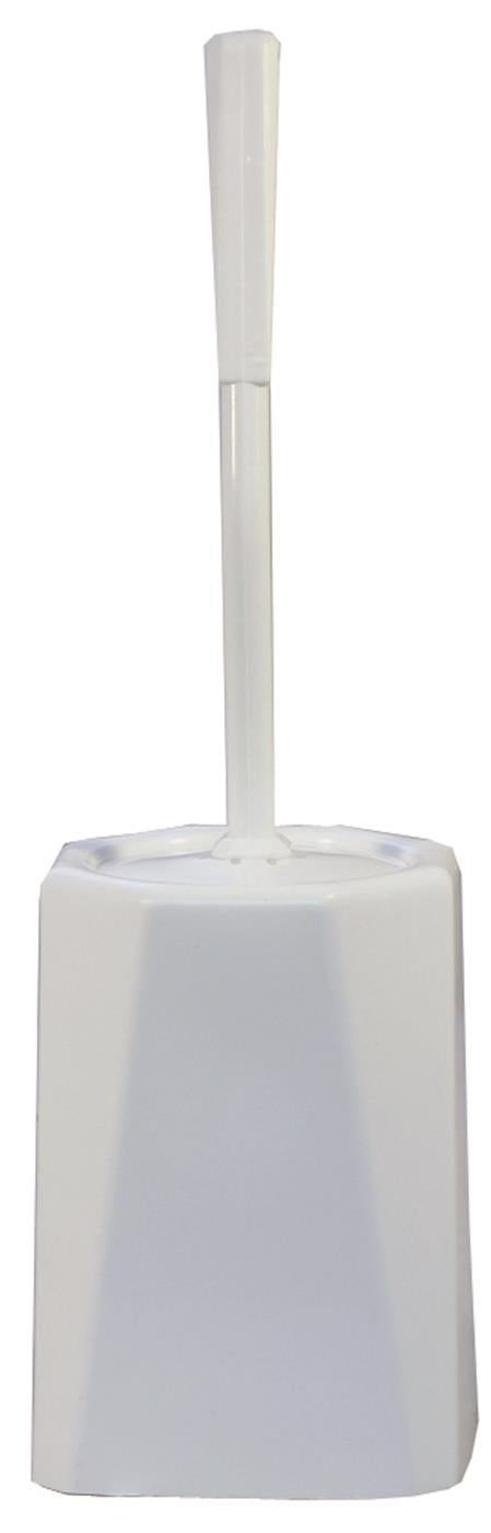 Fully Enclosed Toilet Brush Toilet brush, fully enclosed. White plastic.